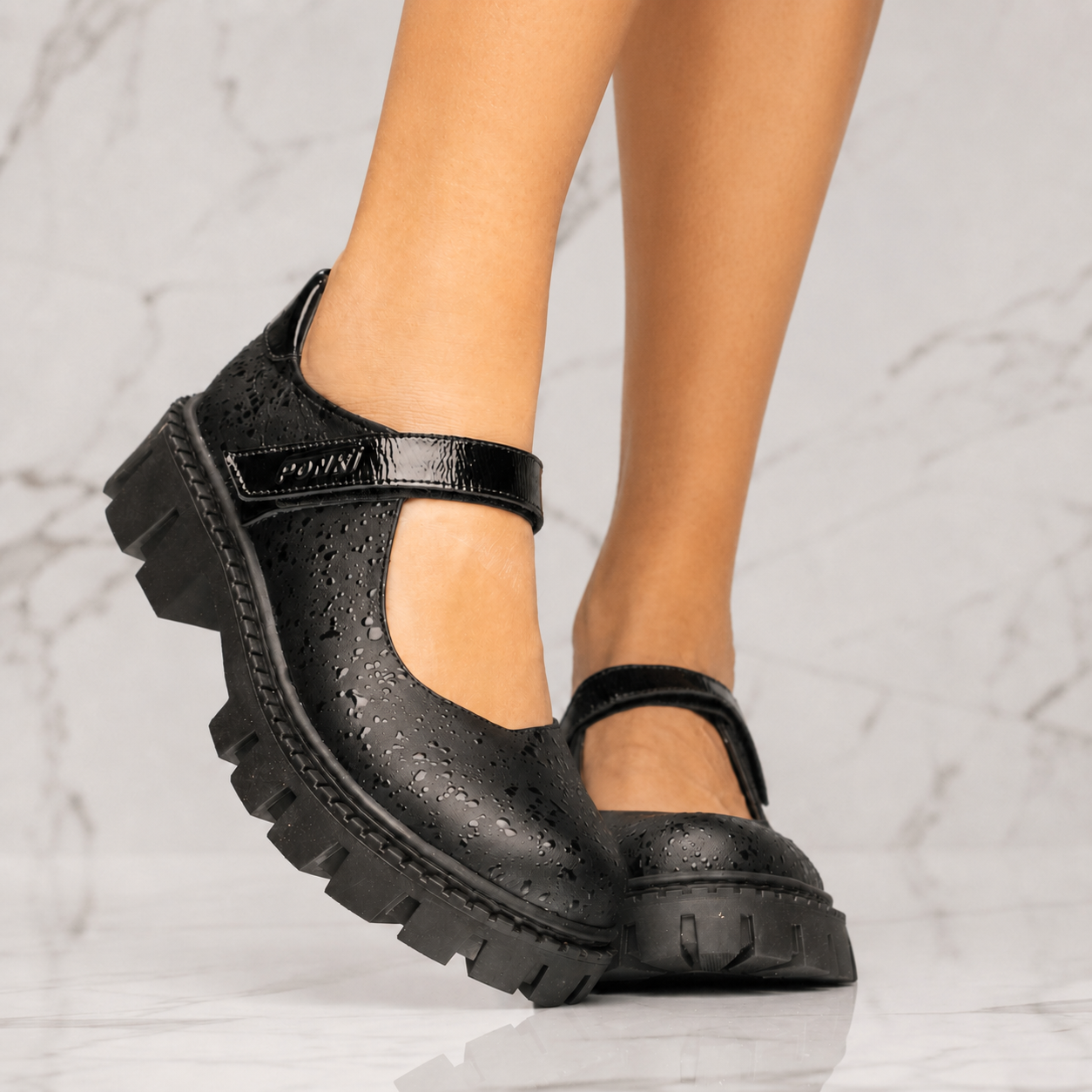 Детски балеринки PONKI Mary Jane Black №31-36