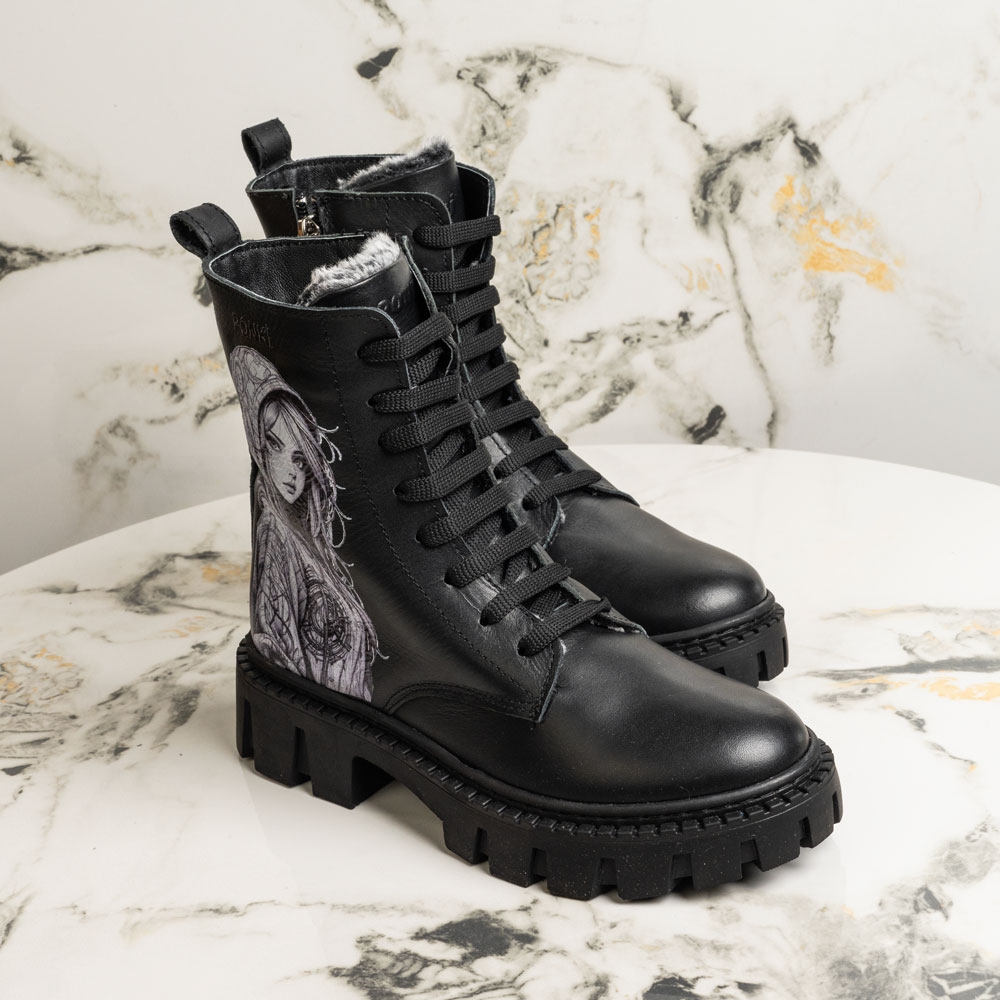 Детски елегантни кубинки PONKI MALENA BLACK №31-36