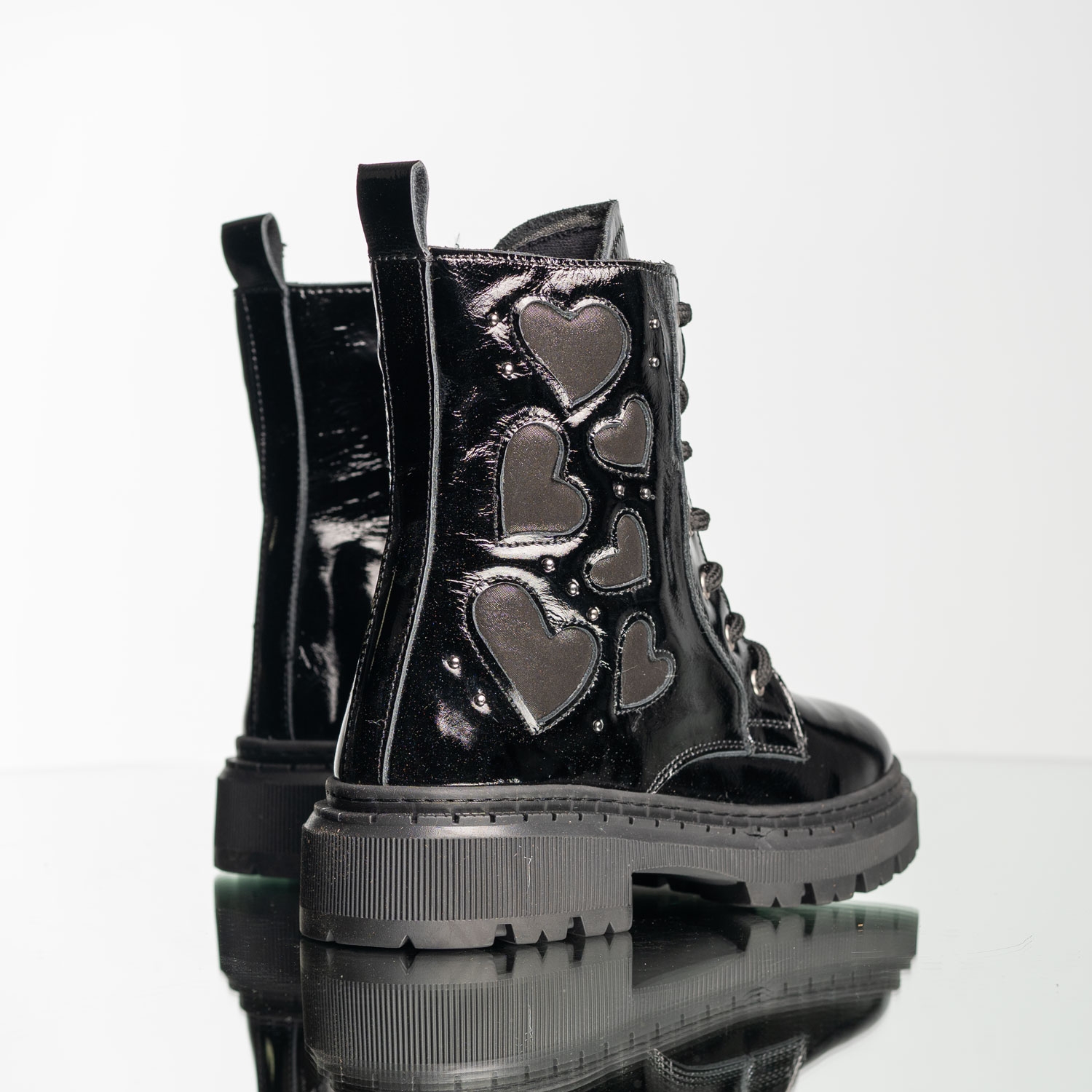 Детски кубинки PONKI Lovewalks Black Patent №26-30